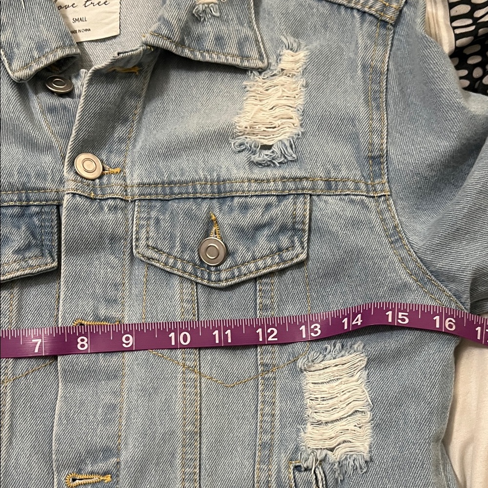 Love Tree Light Blue Distressed Denim Jacket - Picture 11 of 13